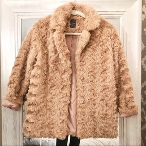 Pink Faux Fur Trendy Coat